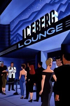 people standing in front of an iceberg lounge with the words iceberg lounge on it