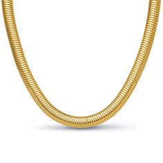 Introducing our 14K Gold Tubogas Necklace – a masterpiece of Italian craftsmanship that combines bold design with timeless elegance, creating a luxurious statement piece for your collection.Meticulously crafted in Italy, this necklace showcases the artistry and precision that define Italian jewelry making.The tubogas chain is known for its strength and substantial feel. Its fluidity and substantial presence contribute to the overall opulence of the necklace, ensuring it stands out as a true stat Luxury Gold Plated Snake Chain Necklace, Gold Chain Necklace With Polished Finish For Everyday Luxury, Luxury Polished Snake Chain Jewelry, Luxury Gold-tone Snake Chain Jewelry, Luxury Gold Plated Chain Necklace With Polished Finish, Luxury Yellow Gold Herringbone Necklace With Gold Chain, Classic Gold Necklace With Shiny Finish, Luxury Gold Necklace With Shiny Finish, Luxury Snake Chain Necklace