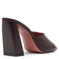 Brown leather mules from Amina Muaddi. The Brigitte mules are made of brown leather with a peep toe, set on a 95mm slanted block heel.Leather soleTrue to sizeMade in Italy Amina Muaddi, Leather Mules, Block Heels, Brown Leather, In Italy, Italy, Leather