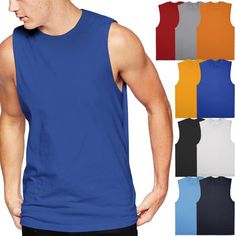 Mens Athletic Sleeveless Tee Muscle Tank Top. Lightweight, breathable, and natural. The perfect combination for all active and casual activities. All tees are pre-shrunk to minimize any shrinkage during wash. Only double-needle stitching used on all hems. Reinforced button stitching for long term use. Size: S.  Color: Blue.  Gender: male.  Age Group: adult. Casual Sleeveless Moisture-wicking T-shirt, Breathable Sleeveless Summer Muscle Tee, Breathable Blue Sleeveless Tank Top, Blue Breathable Sleeveless Tank Top, Blue Sleeveless Top For Sports Events, Sports Tank T-shirt With Moisture-wicking, Casual Moisture-wicking Sleeveless Muscle Tee, Moisture-wicking Tank T-shirt For Sports, Casual Moisture-wicking Tank Top