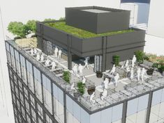 an artist's rendering of a rooftop garden on the top of a tall building