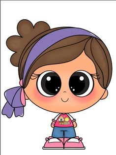 a cartoon girl with big eyes and a ponytail