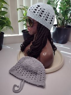 ** The Item shown is ready to ship, 1-3 days / Other colors, use a different listing to order ** This mesh/net rasta cap tam comes in many colors and has an adjustable lower edge for the perfect secure fit. This crocheted cap can stretch and fit over dreadlocks, locs, curly hair and braids.  Comes in 2 sizes, small and medium / large . The small is shown on the red wig, the medium / large is shown over the braided wig ► ITEM DESCRIPTION ITEM NAME: 90's Chill Crochet Cap  ♦ A drawstring is used around the lower edge for a custom, snug, stretch-proof fit.  ♦ This crocheted tam / cap is expandable and stretches to fit bigger head sizes if needed.  ► MATERIALS Made of 100% colorfast acrylic yarn ► CARE INSTRUCTIONS ♦ Hand wash and Air dry ► CUSTOM OPTIONS ♦ If you would like custom options not 70s Hats, Blueberry Milk, Crochet Caps, Bonnet Au Crochet, Hippie 70s, Bonnet Crochet, Purple Party, Crochet Cap, Red Wigs