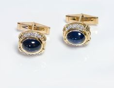 Sapphire & Diamond Cufflinks.Vintage yellow gold cabochon sapphire and diamond cufflinks. Luxury Gold Diamond Cufflinks, Vintage Cufflinks Men's Jewelry, Sapphire Cufflinks, Diamond Cufflinks, Luxury Antique Gold Cufflinks, Vintage Collectible Cufflinks, Diamond Cufflink, Dad Jewelry, Cufflinks Men