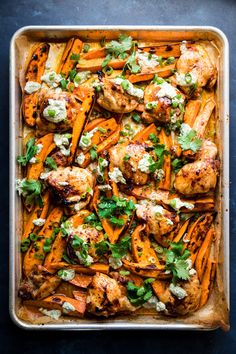 chicken and sweet potato casserole with cilantro sauce