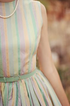 Pastel stripes - Into the Woods 11 22 63, Vestidos Retro, Frock For Women, Pastel Stripes, One Of Those Days, Mode Casual, Fashion Belts, Into The Woods, Those Days