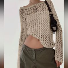 Straight Neck/Off-Shoulder Top, Loose Fit. Nwot. Crochet Top Loose, Crochet Off The Shoulder Top, Crochet Sweater Top, Crochet Design Pattern, Crochet Design, Crochet Tops, Off Shoulder Tops, Crochet Sweater, Shoulder Sweater