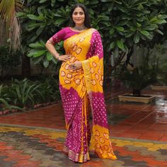 Yellow-Purple colored saree is made from art silk fabric which is highlighted with beautiful handmade bandhani printed with weaving border work as shown. comes along with unstitched art silk blouse piece which you can customise as per your design/style. Occasion - You can wear this saree for festivals and functions. Note:- the actual product may differ slightly in color and design from the one illustrated in the images when compared with computer or mobile screen. Border Art, Art Silk Sarees, Mobile Screen, Yellow Purple, Blouse Piece, Surprise Gifts, Design Style, Silk Blouse, Silk Fabric