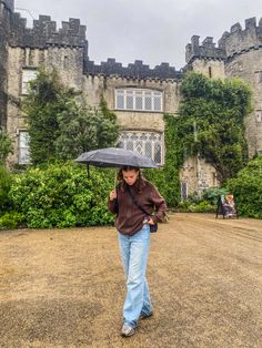 a woman walking in the rain with an umbrella