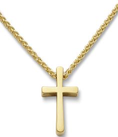 From James Avery&#x2C; this necklace features: Pendant necklace14k goldLobster clasp closureApprox. 18" length; 0.6" cross lengthCrafted in America using the world's finest materials. Classic Necklaces With Gold Clasp For Gifts, Classic Necklace With Gold Clasp For Gift, Classic Gold Clasp Necklace For Gift, Classic Yellow Gold Cross Pendant Jewelry, Classic Yellow Gold Cross Jewelry, Fine Jewelry Yellow Gold Cross Necklace, Classic Gold Necklace With Gold Clasp, Classic Jewelry With Gold Clasp For Gift, 14k Gold Necklace With Gold Clasp