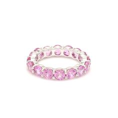 Natural pink sapphire eternity band ring in 14k 18k gold | 3.5mm pink sapphire wedding band gold | Pink promise ring pink sapphire ring goldSTONE DETAILS :✦ Gemstone: Pink Sapphire✦ Gemstone Type : Natural✦ Gemstone Size : 3.50 mm✦ Gemstone Shape : Round cut✦ Number of gemstones : 20✦ Gemstone Weight : 4-5 carats✦ Gemstone Grade : AAAAMETAL DETAILS :✦ Metal : 14K/18K Gold✦ Metal Color : Yellow / White / Rose Gold✦ Setting : Shared Prong Setting✦ Ring Box : YesSHIPPING DETAILS :✦ Shipped via ; US Pink Sapphire Stackable Ring For Anniversary, Pink Sapphire Stackable Ring In Fine Jewelry Style, Pink Eternity Band With Prong Setting As Promise Ring, Elegant Pink Sapphire Stackable Ring, Pink Sapphire Ring With Halo, Pink Eternity Band With Prong Setting, Pink Round Cut Stackable Eternity Band, Fine Jewelry Pink Round Cut Eternity Band, Pink Eternity Band Promise Ring Fine Jewelry