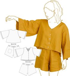 an image of a woman's top and shorts sewing pattern