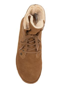 A stylish take on a cozy lace-up boot constructed from a soft suede or wool with genuine shearling lining to keep you warm and NeverWet water and stain resistant coating for preservation throughout the seasons.Sizing: Whole sizes only; for 1/2 sizes, order next size up. M=standard width - Round toe- Suede(black, hickory li) or wool(grey) construction - Topstitched and wrap around detail- NeverWet water resistant and stain resistant coating- Genuine shearling lining- Lace-up- Lightly padded insol Lace Up Boots Women, Birkenstock Boston Clog, Soft Suede, The Seasons, Lace Up Boots, Wrap Around, Nordstrom Rack, Clogs, Baby Shoes