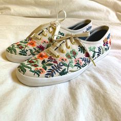 Brand New And Unworn. Gorgeous Embroidered Keds Originals X Rifle Paper Co. Perfect For A Wedding Or Graduation. Women’s Size 7, Uk 4.5 Womens Keds, Keds Shoes, Embroidered Shoes, Keds, Womens Shoes Sneakers, Shoes Sneakers, Women Shoes, Sneakers, The Originals