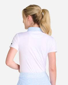 Like a mid-march tee time in Arizona. Summer Golf Stretch Tops, Summer Golf Tops With Stretch, Summer Stretch Golf Tops, Sporty Short Sleeve Golf Tops, Summer Stretch Tops For Golf, Casual Fitted Golf Tops, White Summer Golf Shirt, White Golf Shirt For Summer, Fitted White Golf Top