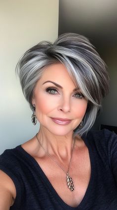 ✨ Stunning Gray Balayage Stylish Short Hairstyles for Women Over 50 Masterpiece | Trending Now Women Over 40 Hairstyles, 2025 Hairstyles, Glossy Hair Color, Wavy Hair Hairstyles, Textured Bobs, 40 Hairstyles, Over 40 Hairstyles, Gray Balayage, Grey Hair Transformation