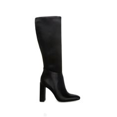 Brand New Steve Madden Ambrose Black Satin Boots Never Worn Original Box Still Has Original Plastic And Paper Forms Size 10 Pointed Toe Synthetic Heeled Boots For Work, Synthetic Knee-high Boots With Reinforced Heel And Pointed Toe, Chic Faux Leather Knee-high Boots With Closed Toe, Block Heel Knee-high Boots For Night Out, High Heel Synthetic Heeled Boots For Work, High Heel Synthetic Boots For Work, High Heel Workwear Boots With Padded Heel, Synthetic Heeled Boots With Stacked Heel For Work, Synthetic High Heel Boots For Workwear