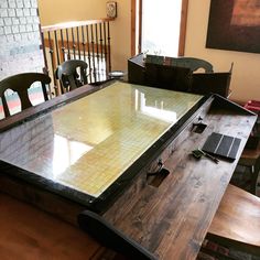 Foldable Dnd Table, Dnd Gaming Table Diy, Dnd Table Setup, Dungeons And Dragons Game Room, D&d Game Room, Dnd Game Room, Dnd Setup