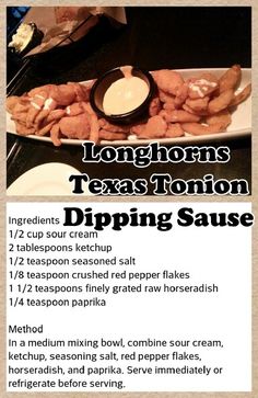 a recipe for dipping sauce on a plate