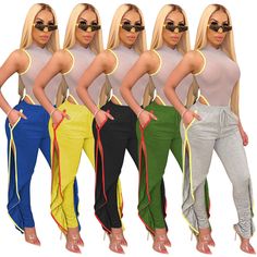 Both Sides Vents Fold Irregular Splice Leisure Trousers Fashion Bottoms, Jumpsuit Outfit, Long Trousers, Plus Size Womens Clothing, Jumpsuit Fashion, Suit Fashion, Swimwear Fashion, Ladies Tops Fashion, Sleepwear Women