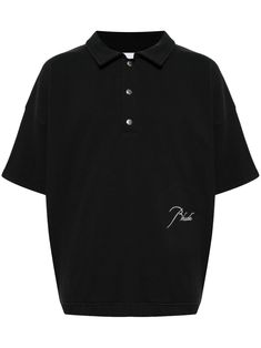 black/white cotton embroidered logo to the front polo collar front button placket short sleeves Embroidered Polo Shirts, Embroidered Towels, Polo Shirt White, Striped Polo Shirt, Silver Engraving, Polo Collar, Terry Cloth, Button Placket, Logo Embroidered