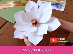 paper flowers are being made with scissors and tape