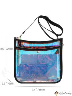 BirdinBag - Holographic Hobo Bag: Enhance Your Style with a Clear Touch Portable Handheld Shoulder Bag For School, Large Capacity Shoulder Bag Pouch For School, Large Capacity School Shoulder Pouch, Portable Multicolor Pouch Bag, School Hobo Bag With Removable Pouch, Multicolor School Shoulder Bag With Removable Pouch, Portable Multicolor Shoulder Bag, Multicolor Portable Shoulder Bag, Large Capacity Crossbody Pouch For School