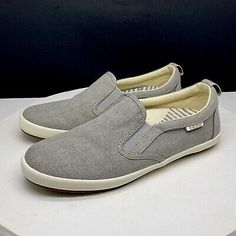 Taos Shoes Womens 8 Dandy Canvas Gray Slip On Loafers Sneakers DND-13455  | eBay Casual Sneakers With Stitched Sole And Almond Toe, Casual Walking Shoes With Textured Sole And Almond Toe, Slip-on Sneakers With Rubber Sole And Almond Toe, Slip-on Sneakers With Almond Toe And Rubber Sole, Everyday Slip-on Low-top Loafers, Casual Slip-on Walking Shoes With Almond Toe, Casual Almond Toe Slip-on Walking Shoes, Gray Round Toe Loafers For Spring, Everyday Low-top Loafers With Rubber Sole