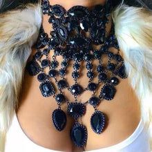 Rhinestone Statement Necklace, Rhinestone Choker Necklace, Crystal Bead Necklace, Rhinestone Choker, Beaded Collar, Choker Collar, Statement Necklaces, Black Necklace, Black Rhinestone