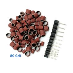 "A handy set of sanding bands mounted on rubber tipped mandrels for filing, sanding and polishing needs, including podiatry & pedicure services. Detail 90pcs Sanding Bands with 12pcs Drum Mandrels Grit: 80 (Coarse) Material: Steel Mandrel, Rubber Mandrel Drum Head, Sand Paper Bands Quantity and Approximate Dimensions 30pcs 1/4\" (6.2mm) Diameter Sanding Drums 30pcs 3/8\" (9.4mm) Diameter Sanding Drums 30pcs 1/2\" (12.7mm) Diameter Sanding Drums 4pcs 1/4\" (6.2mm) Mandrels 4pcs 3/8\" (9.4mm) Mandrel 4pcs 1/2\" (12.7mm) Mandrels Mandrel Total Length: 40mm Mandrel Shank Length: 25mm Mandrel Shank Diameter: 3mm Mandrel Drum and Sanding Band Length: 13-14mm" Pedicure Services, Nail Pedicure, Drum Head, Sand Paper, Pedicure Manicure, Industrial Sewing Machine, Industrial Sewing, Drill Bit, Drill Bits