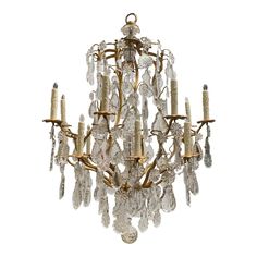 an antique chandelier with crystal drops