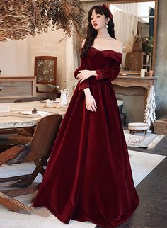 Product Information:Dress Number: PG4EMaterial: VelvetSilhouette: A-lineColor: Wine RedHemline: Floor LengthBack Detail: Lace-upNormal Order Delivery time:Tailoring Time: 2-3 weeksShipping time: 3-5 working daysFor normal order, you can receive your order in 3-4 weeks.Rush Order:Rush order service is available. For rush order, you can receive your order in 14 working days.Custom Size:We offer free custom size service. Please leave us the following measurements according to the measuring guide:Bu Enchanted Library, Royalty Dress, Wedding Renewal, Fantasy Outfits, Beaded Party Dress, Velvet Party Dress, Desain Quilling, Yule Ball, Long Formal Dress