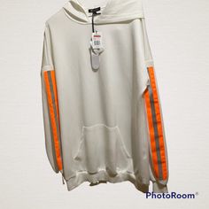 Waisted Collection Sz M Sweatshirt Hoodie White Pullover New W/Tag Some Marks, Scuffs, Wear From Being Store Display Or On Rack Long Sleeve With Neon Orange & Reflective Stripe Pull-Over Hood Does Not Have String Scuff/Scrape On Left Rear Shoulder See Picture Pouch Pocket In Front 65% Polyester/30% Viscose/5% Elastane -Material Is More Of A Knit See Pictures Raglan Hoodie, White Pullover, Athletic Sweatshirts, Hoodie Logo, Turtleneck Sweatshirt, Hoodie White, Blue Hoodie, Store Display, Neon Orange