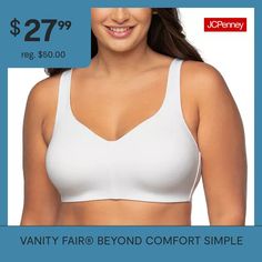 You'll feel comfortable in this wire-free women's bra from Beyond Comfort by Vanity Fair. Designed for light support, this tag-free style is made from a breathable microfiber fabric with adjustable straps and hook-and-eye closures in the back.Bra Type: Wireless, Full CoverageFeatures: Adjustable Straps, Breathable, Tag Free, Stretch Fabric, Comfort StrapsClosure Type: Back ClosureSupport: Light SupportFiber Content: 90% Polyester, 10% SpandexFabric Description: MicrofiberCare: Tumble Dry, Machi… Small Bra, Coverage Bras, From Beyond, Bra Types, Full Coverage Bra, Free Style, Womens Bras, Full Figured, Vanity Fair