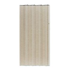 a beige striped curtain on a white background