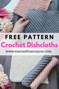 crochet dishcloths with text overlay that says free pattern