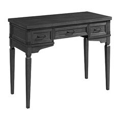 a desk with two drawers and one drawer on the top, is shown in black