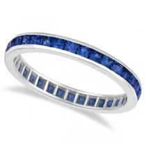 Princess-Cut Blue Sapphire Eternity Ring Band 14k White Gold (1.36ct) Ruby Eternity Ring, Emerald Eternity Ring, Sapphire Eternity Band, Sapphire Eternity Ring, September Birthstone Rings, Amethyst Set, Purple Amethyst Ring, Sapphire Rings, Channel Setting