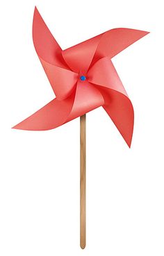 a red pinwheel on a wooden stick