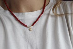 Elegant Red Coral Necklace With 14K Gold Urchin and Aquamarine , Beaded Necklace With Pearls , Summer Necklace - Etsy Faceted Red Coral Beads Jewelry Gift, Red Rondelle Jewelry For Gifts, Red Bead Necklace, Red Beaded Necklace, Necklace With Pearls, Red Beaded Necklaces, Red Coral Necklace, Coral Necklace, Summer Necklace