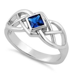 Sterling Silver Blue Spinel CZ Celtic Ring Silver Celtic Rings, Sister Rings, Celtic Ring, Blue Spinel, Costume Jewelry Rings, Celtic Rings, Stone Material, Stone Setting, Cubic Zirconia Rings