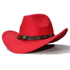 Coming in nine different solid colors, this Cowboy Hat suits whatever style your child needs for a formal party. It is made of 100% wool, giving your kid the comfort on a cold winter night. Show this off on the night of the formal party and prepare yourself for compliments that your child will receive from anyone at the party. The tall crown has a center dent and pinched front, establishing a look that is charming and appealing. The sides of the brim are turned up to exhibit the style of a cowboy hat. Around the hat is a beaded coffee alloy leather band to add an intensity to its style. Whether you present this as a gift to a loved one or give this to your child to wear in a party, you'll surely thank Innovato Design for coming up with such a product.  Product Highlights:   High quality wo Adjustable Felt Hat For Winter Country Events, Wool Felt Hat For Rodeo In Winter, Adjustable Red Felt Hat For Western-themed Events, Red Brimmed Felt Hat For Winter, Winter Fedora For Country Events, Felt Material, Winter Fedora Hat For Country Events, Winter Fedora In Felt For Country Events, Red Wool Felt Hat For Winter, Winter Fedora For Country Events