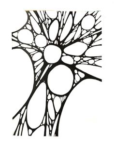 a black and white drawing of an abstract tree