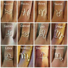 Zodiac Sign Fashion, Wire Jewelry Rings, Zodiac Rings, Zodiac Star Signs, Zodiac Symbols, Handmade Wire Jewelry