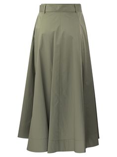 A natural elegance is conferred through the long skirt in lightweight stretch cotton satin, complemented by a fabric belt that adds a touch of sophistication. With a wide, flared line, this skirt embodies femininity and comfort. - Long skirt with fabric belt - Pockets on the side - Wide flared line - Unlined DESIGNER ID: P05545A 01979 736Composition: 97% Cotton, 3% Elastane Color Board, Green It, A Breath Of Fresh Air, Fabric Belt, Breath Of Fresh Air, Italian Style, Military Green, Fresh Air, Luxury Boutique