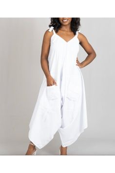 Step into adventure with our Big Pocket Harem Jumpsuit, secured with a white ribbon tie and available in one size. Harem Romper, Harem Jumpsuits, Big Pocket, White Ribbon, Ribbon Tie, Rompers, Jumpsuit, Ribbon, Boutique