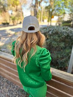 Emily McCarthy Signature hats available in green, white and black. Rep the brand on the go while running errands, or heading to your next workout class. With the perfect blend of comfort and class, these hats are perfect for everyday wear! Everyday Green Baseball Cap One Size Fits Most, Sporty Green Hat For Spring, Casual Green Trucker Hat For Everyday, Green Sporty Snapback Hat, Ball Cap, Running Errands, Everyday Wear, White And Black, Running