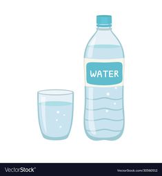 water bottle and glass on white background