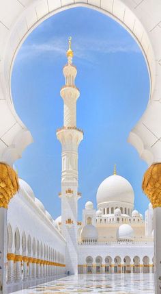 the inside of a large white building with arches and domes on it's sides