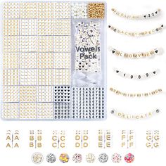 PRICES MAY VARY. Spread Goodwill with Short Words. These letter beads are perfect for making friendship bracelets. String song titles, lyrics, inspirational messages, blessings, and other words to share and exchange with others, passing on goodwill. Each Dodobeads alphabet beads kit includes love and peace beads. Large Capacity. This set includes up to 1270 beads. You get 30 beads per letter, and for the five most commonly used letters (A, E, R, I, O), we provide an additional 200 beads in a ref Letter Beads Bracelets For Jewelry Making, Round Beads Letter Beaded Bracelets For Jewelry Making, Letter Beads For Jewelry Making, Affordable Multicolor Letter Beads Bracelet, Cheap Adjustable Letter Beads Jewelry, White Letter Beads For Jewelry Making, Gold Letter Beads, Affordable Silver Letter Beads, Friendship Bracelet Kit